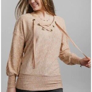 Buckle BKE Lace-Up Dolman Tunic Top Size S